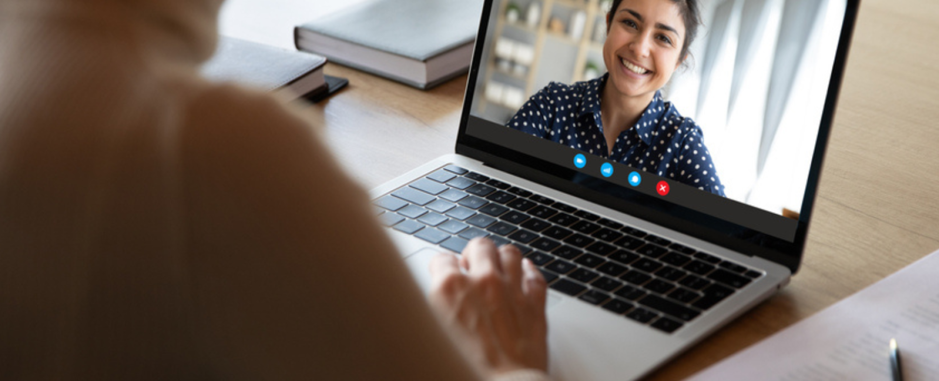 Woman on Computer Screen