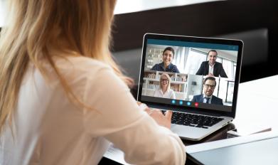 Woman in virtual meeting